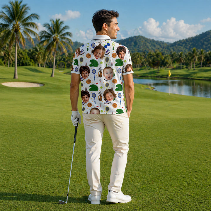 Custom Kids Face Sports Polo Shirt Funny Gift
