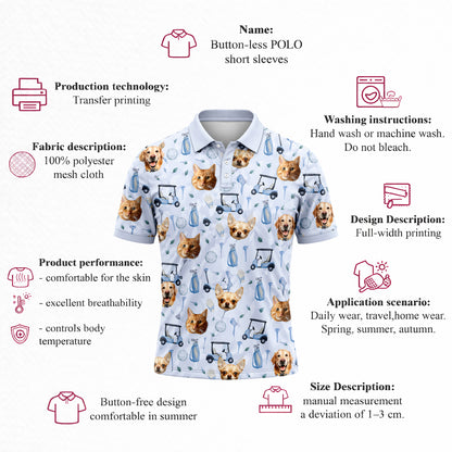 Custom Pet Face Golf Polo Shirt Personalized Photo