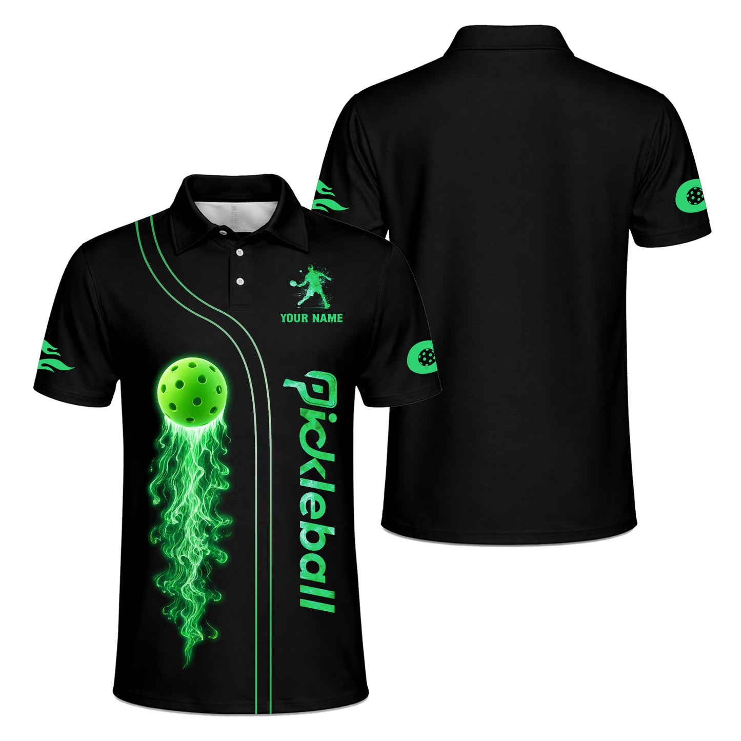 Custom Neon Fire Pickleball Polo