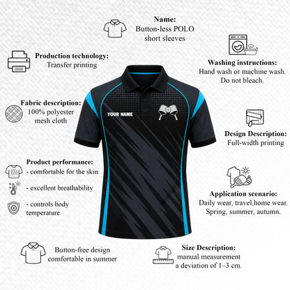 Custom Pickleball Polo Black Blue