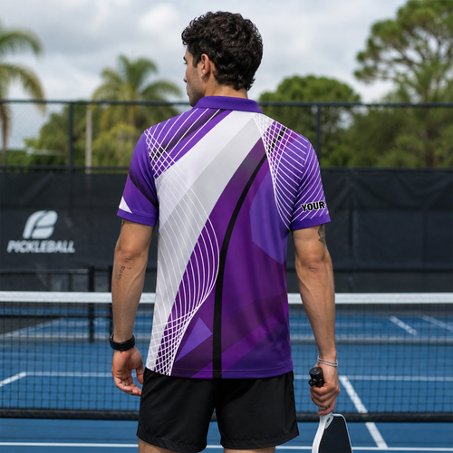 Custom Pickleball Polo Shirt Purple Design