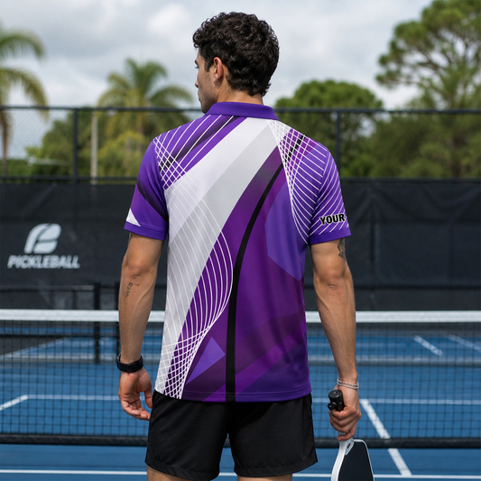 Custom Pickleball Polo Shirt Purple Design