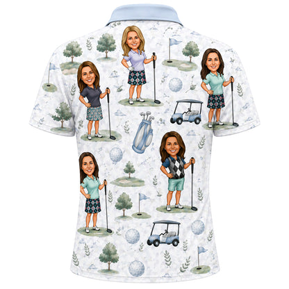 Custom Face Caricature Golf Polo Shirt