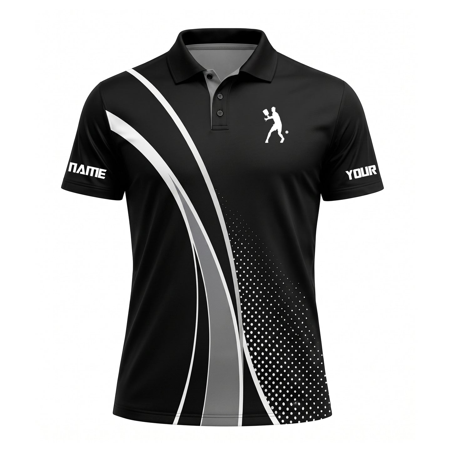 Custom Black Pickleball Polo Shirt