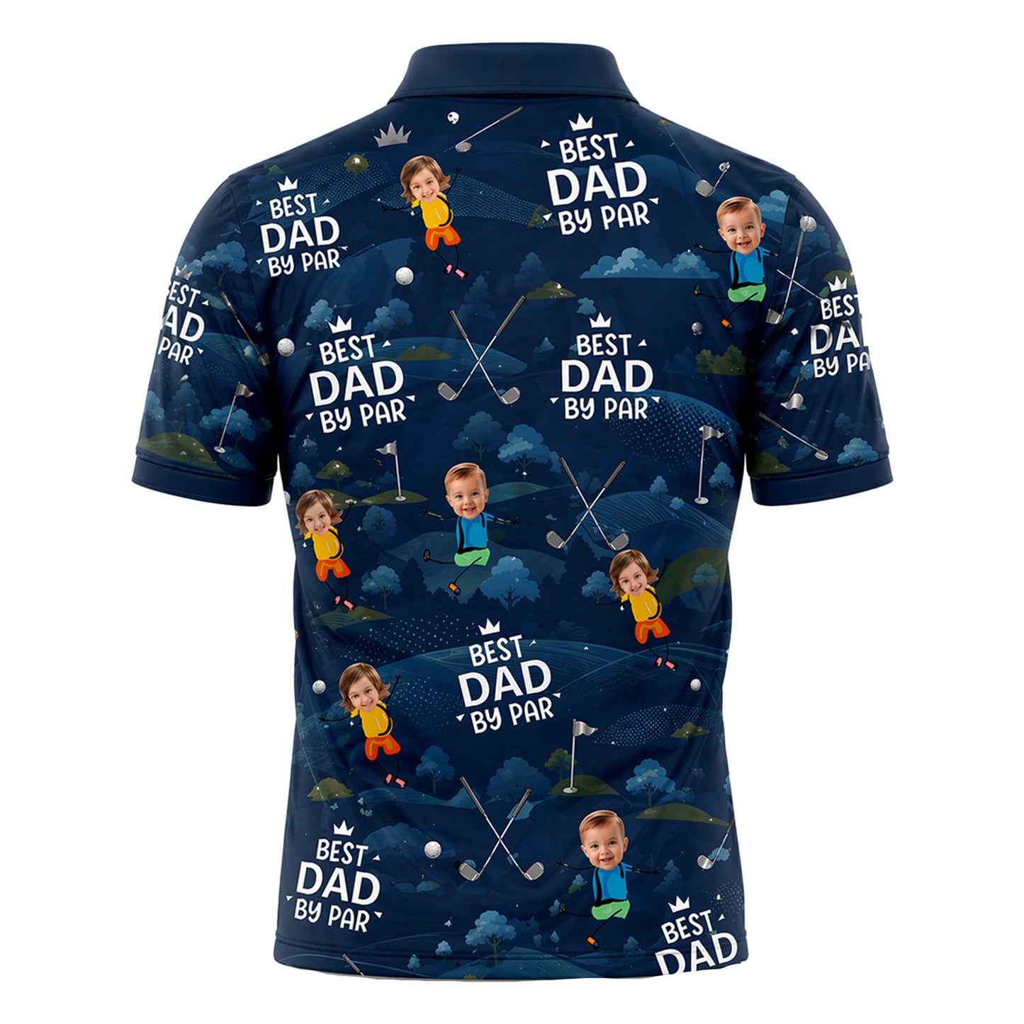 Custom Face Best Dad By Par Golf Polo