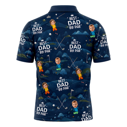 Custom Face Best Dad By Par Golf Polo