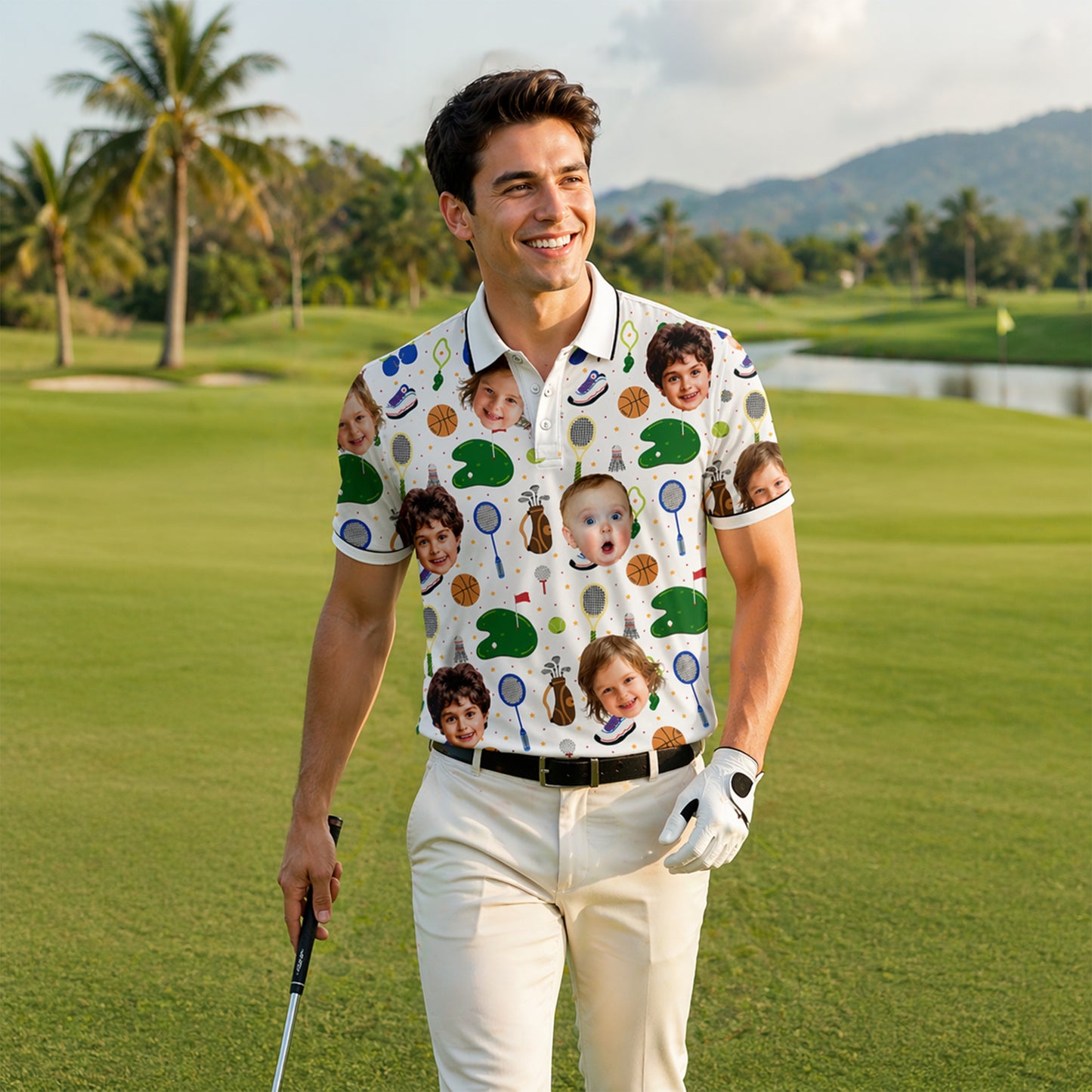 Custom Kids Face Sports Polo Shirt Funny Gift