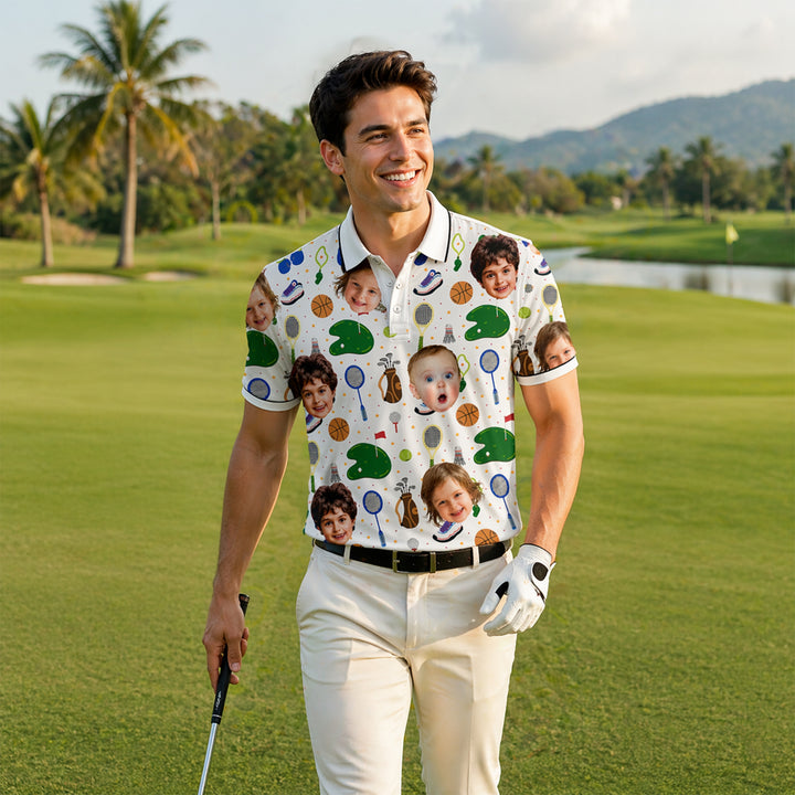 Custom Kids Face Sports Polo Shirt Funny Gift