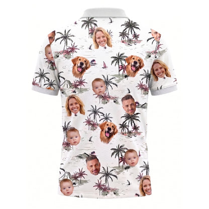 Custom Face Tropical Polo Pickleball Shirt