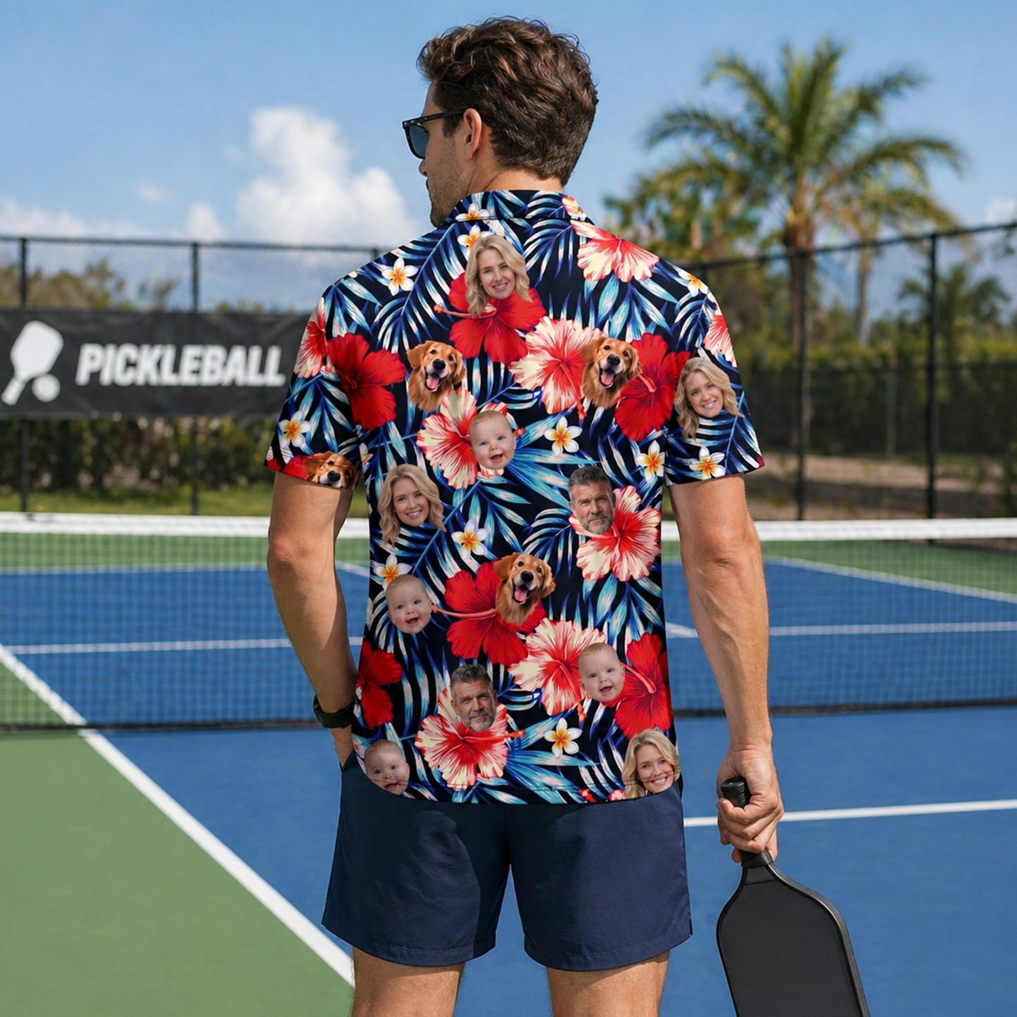 Custom Face Tropical Pickleball Shirt