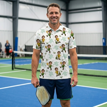 Custom Face Pickleball Dad Polo Shirt