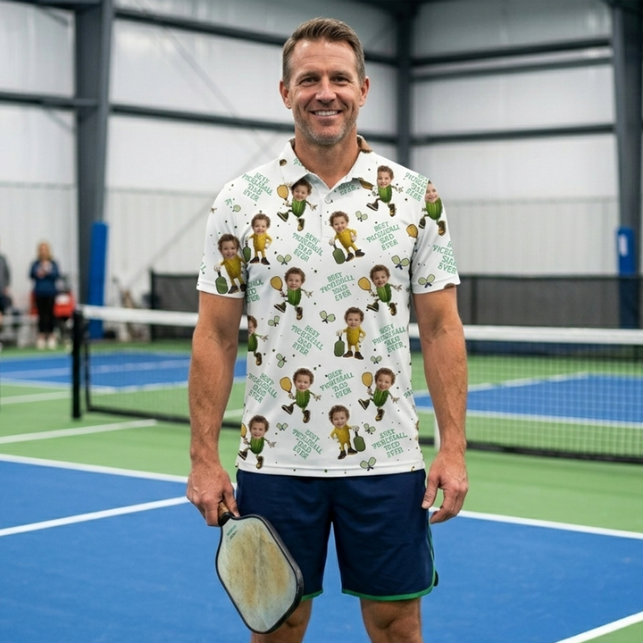 Custom Face Pickleball Dad Polo Shirt
