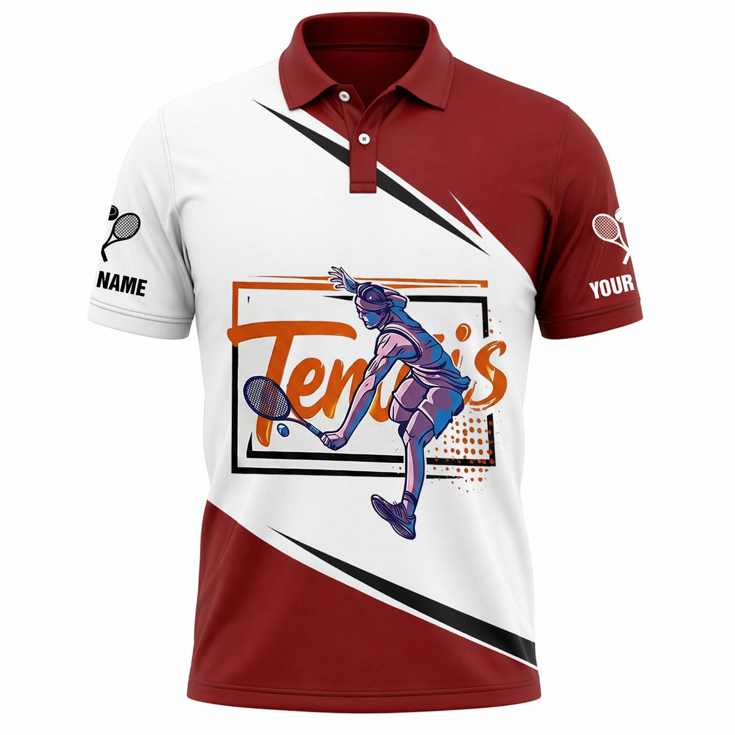 Custom Name Personalized Tennis Polo Shirt