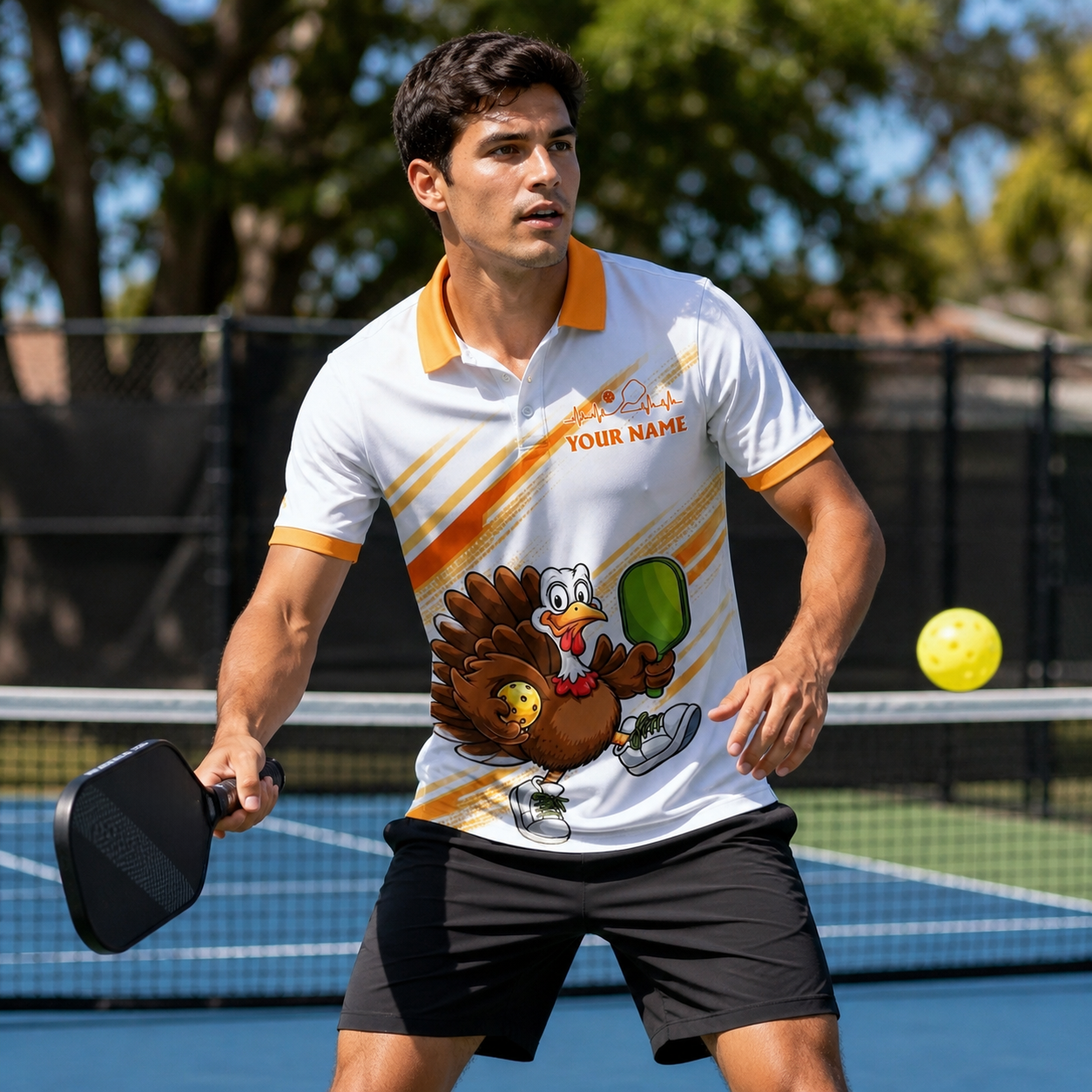 Funny Turkey Pickleball Polo Shirt