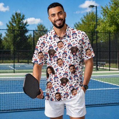 Custom Face American Flag Gnome Polo Shirt