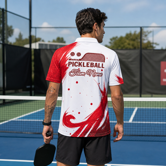 Custom Red Pickleball Team Polo Shirt