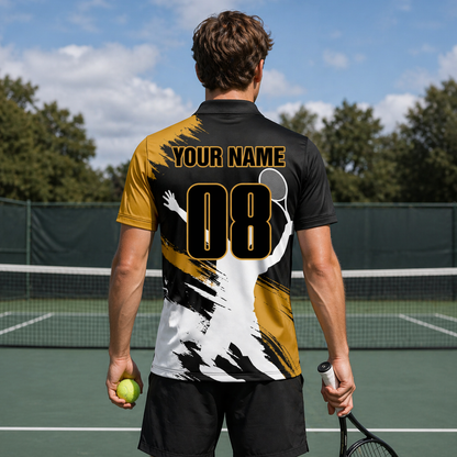 Custom Tennis Polo Black Gold