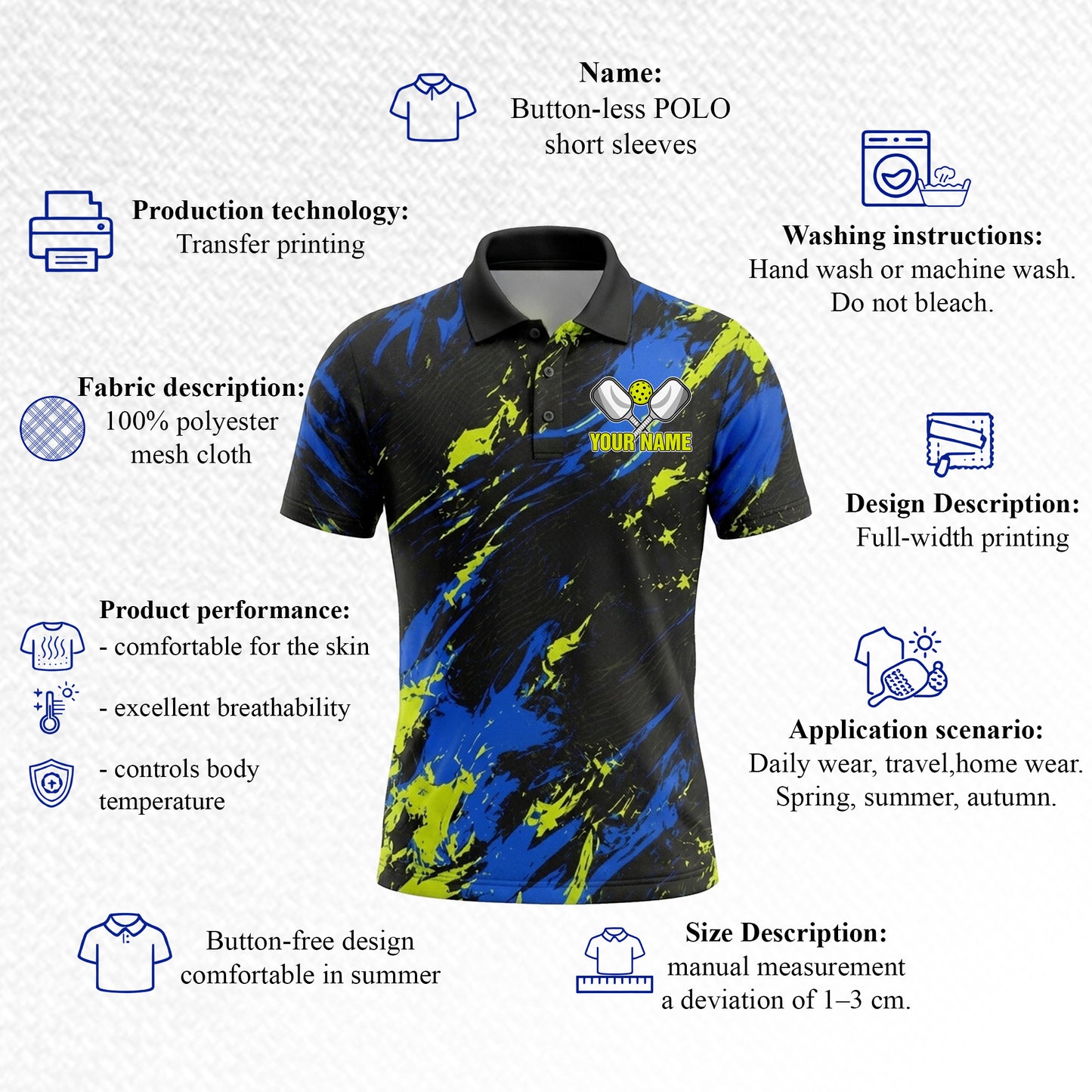 Custom Pickleball Splash Polo Shirt