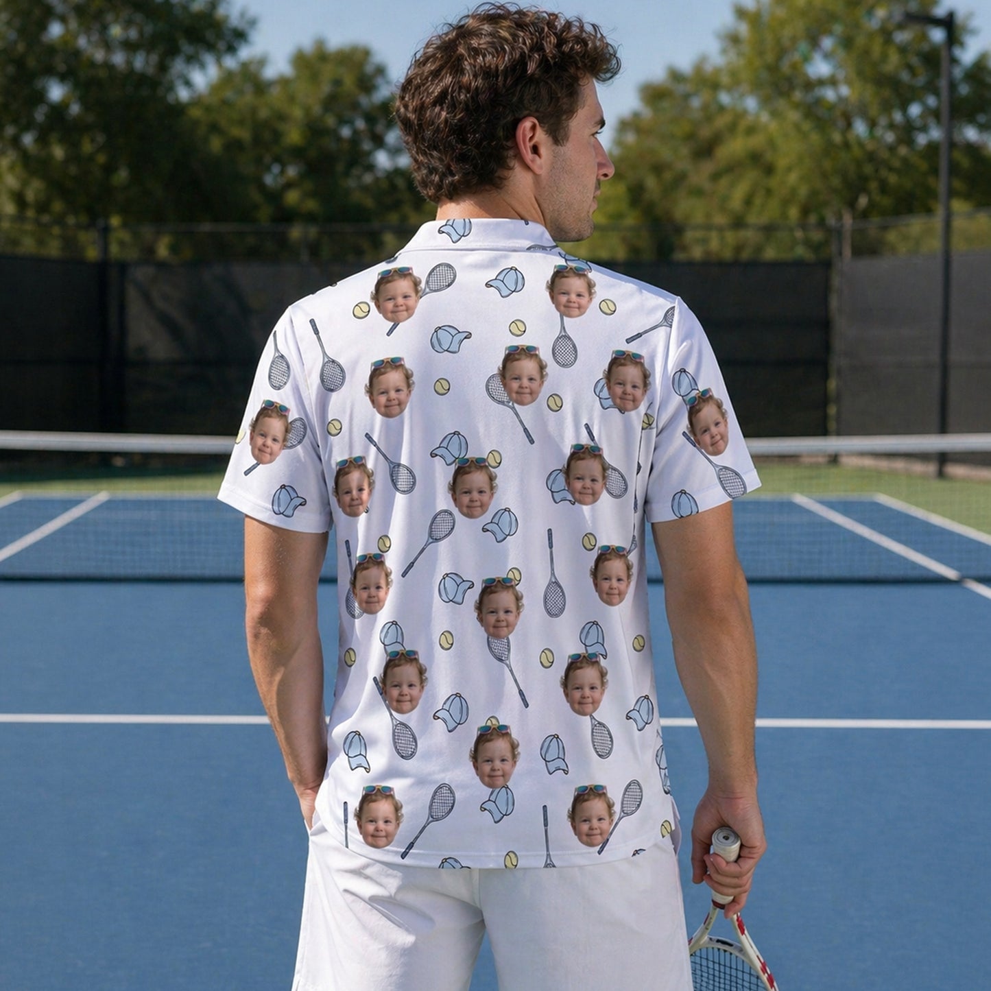Custom Face Men's Tennis Polo Shirt Sporty Pattern