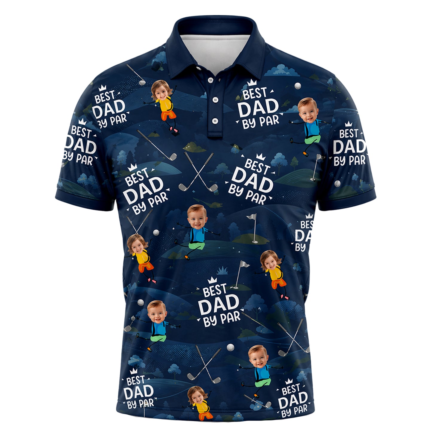 Custom Face Best Dad By Par Golf Polo