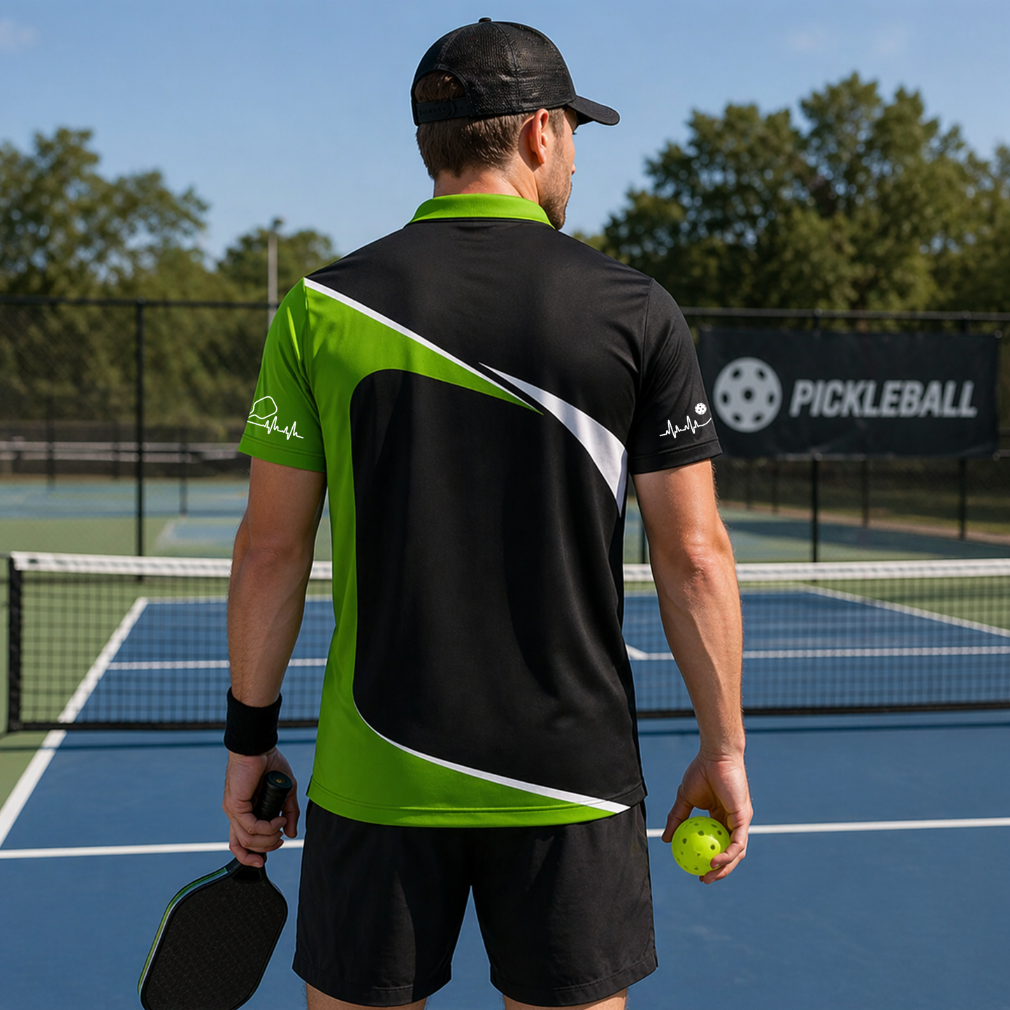 Custom Pickleball Heart Graphic Polo Shirt