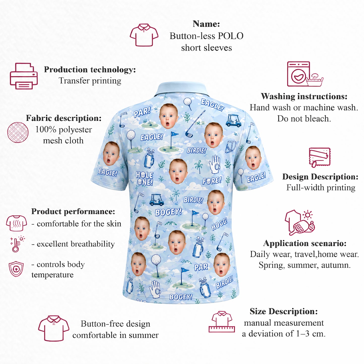 Custom Face Funny Golf Polo Shirt