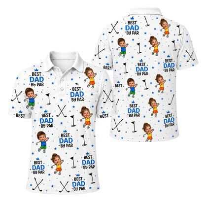 Custom Face Kids Golf Polo Shirt Best Dad By Par