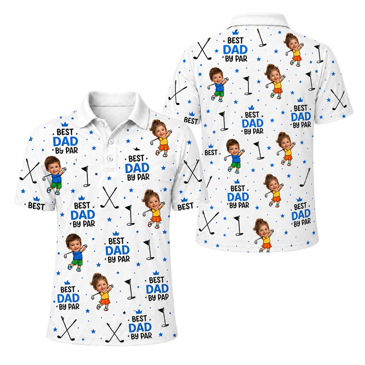 Custom Face Kids Golf Polo Shirt Best Dad By Par