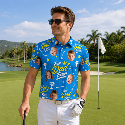 Custom Face Best Dad Ever Golf Polo