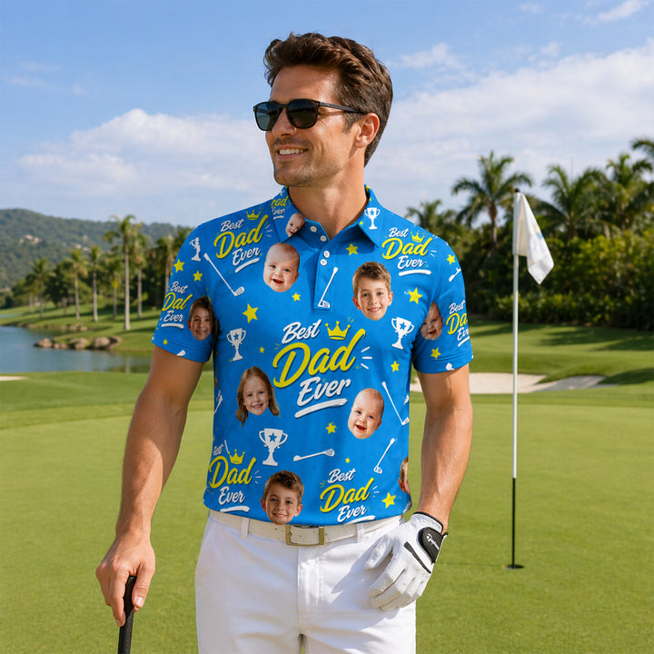 Custom Face Best Dad Ever Golf Polo
