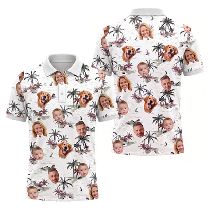 Custom Face Tropical Polo Pickleball Shirt