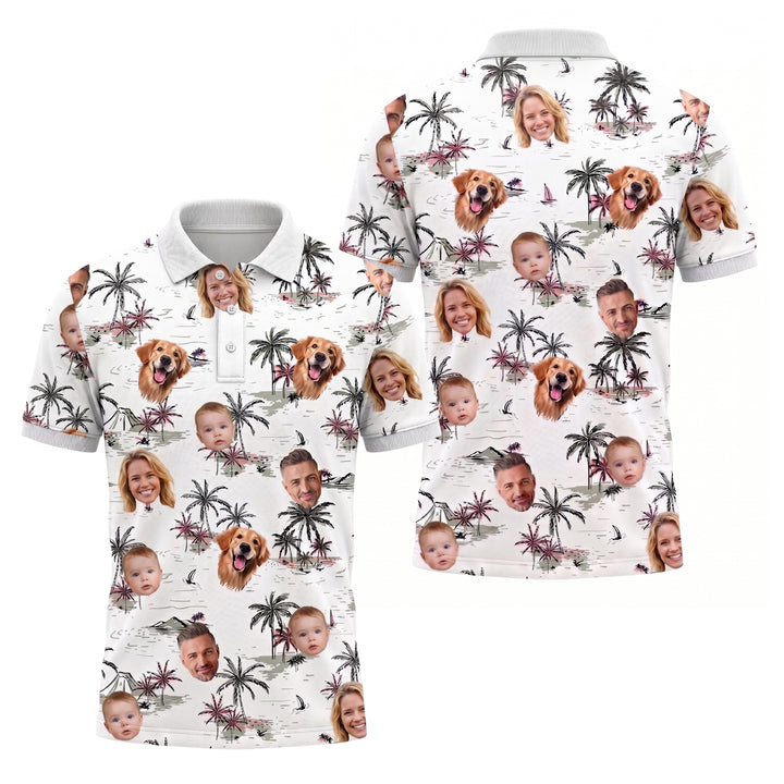 Custom Face Tropical Polo Pickleball Shirt