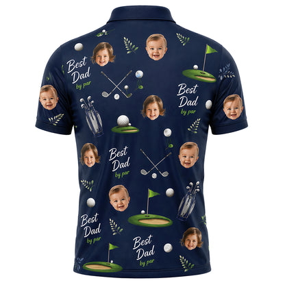 Custom Face Best Dad Golf Polo Shirt