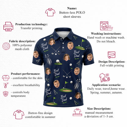Custom Face Best Dad Golf Polo Shirt