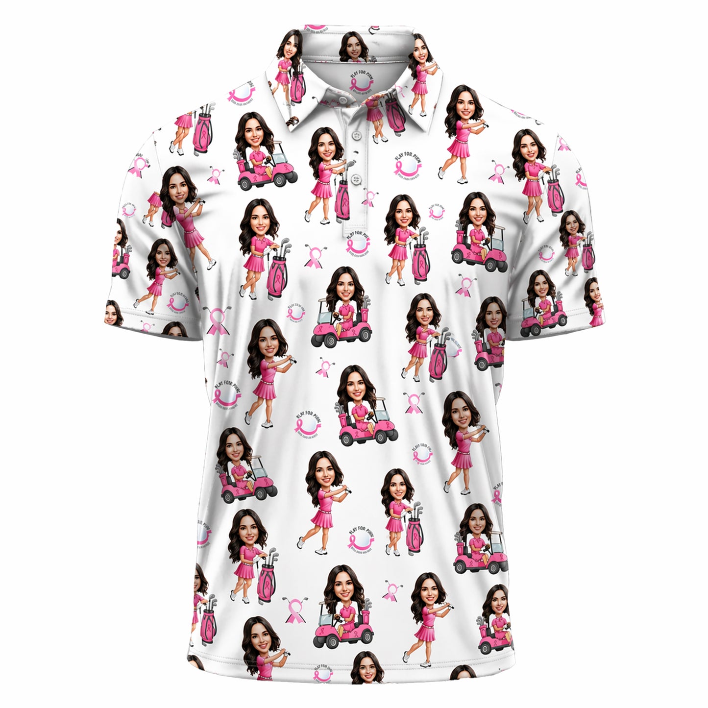 Women's Pink Ribbon Golf Polo Shirt