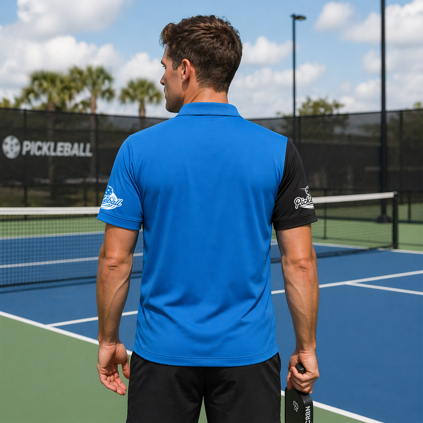 Personalized Pickleball Polo Shirt Blue & Black
