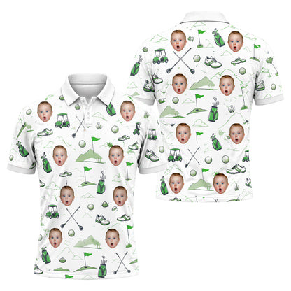 Custom Face Golf Polo Shirt Funny All Over Print