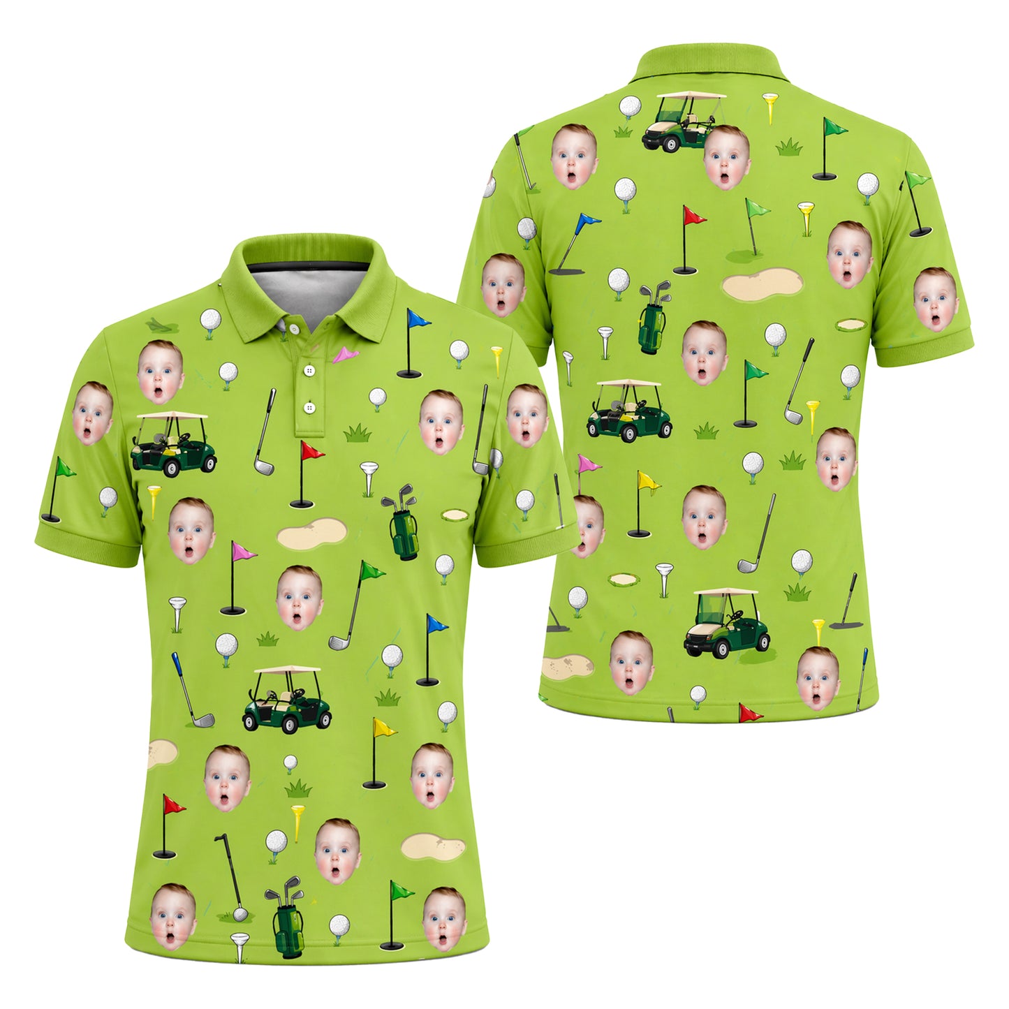 Funny Custom Face Golf Polo Shirt
