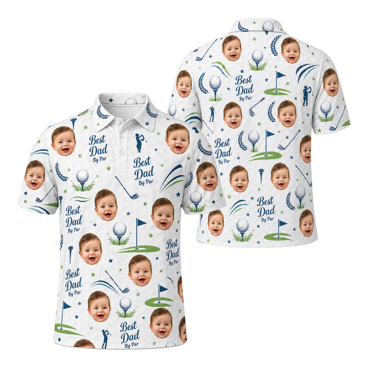 Custom Face Best Dad By Par Golf Polo
