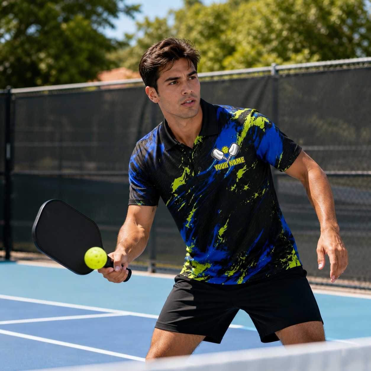 Custom Pickleball Splash Polo Shirt