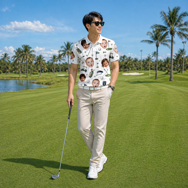 Funny Custom Face Golf Polo Shirt