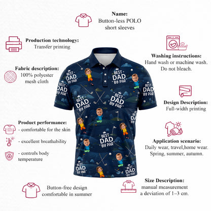 Custom Face Best Dad By Par Golf Polo