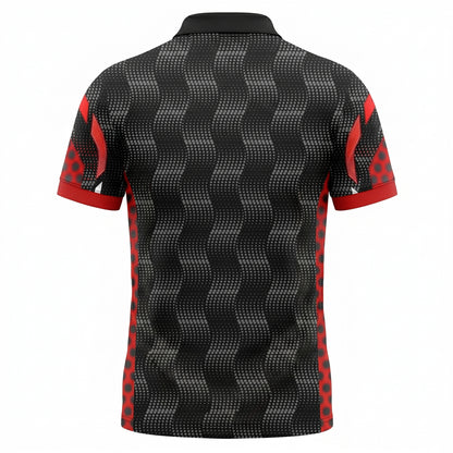 Custom Black Red Pickleball Polo Shirt