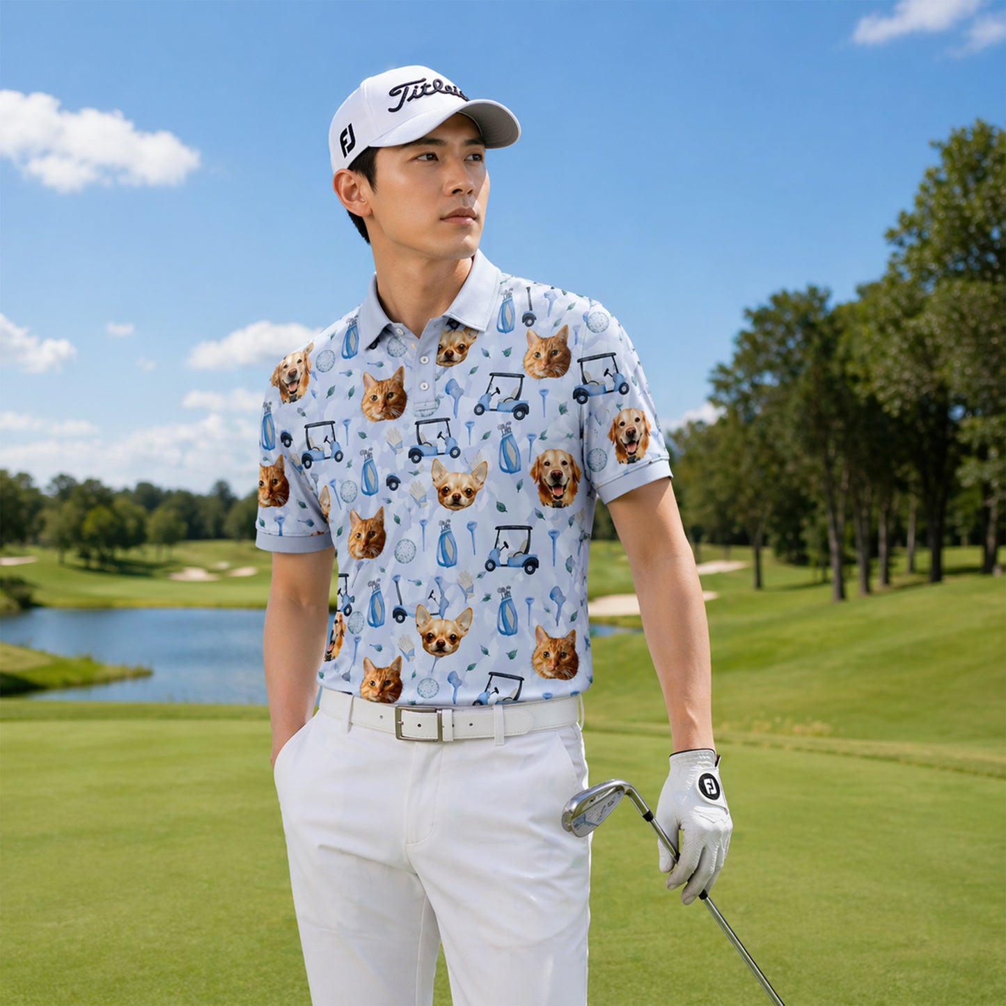 Custom Pet Face Golf Polo Shirt Personalized Photo