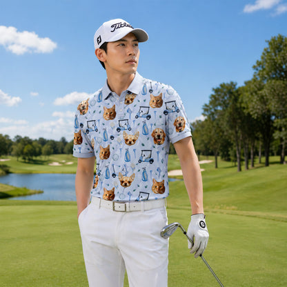 Custom Pet Face Golf Polo Shirt Personalized Photo
