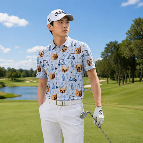 Custom Pet Face Golf Polo Shirt Personalized Photo