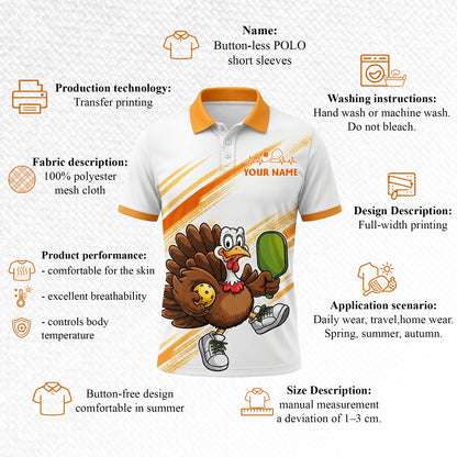 Funny Turkey Pickleball Polo Shirt