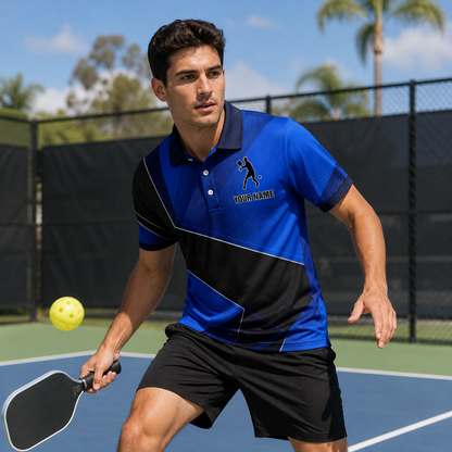 Custom Pickleball Polo Shirt Blue Athletic
