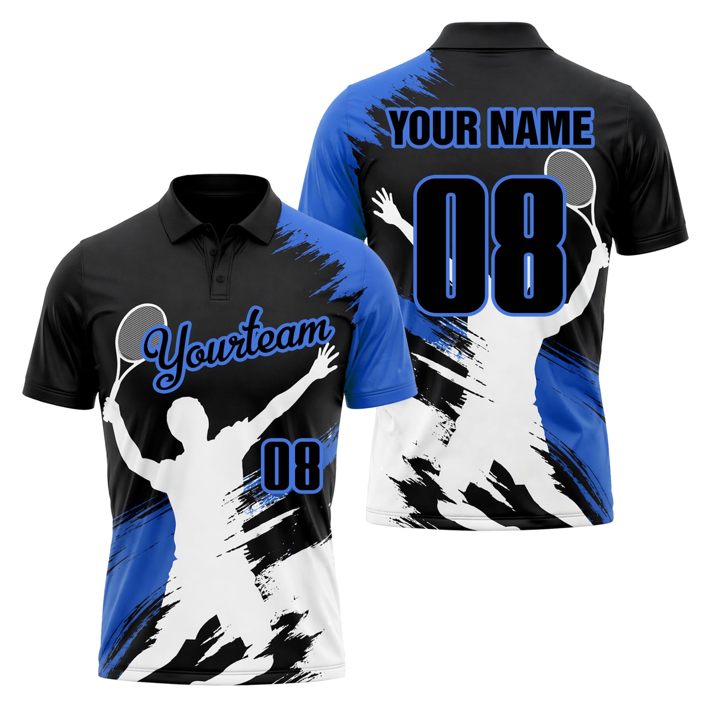 Custom Blue Tennis Polo Shirt Personalized Name Number