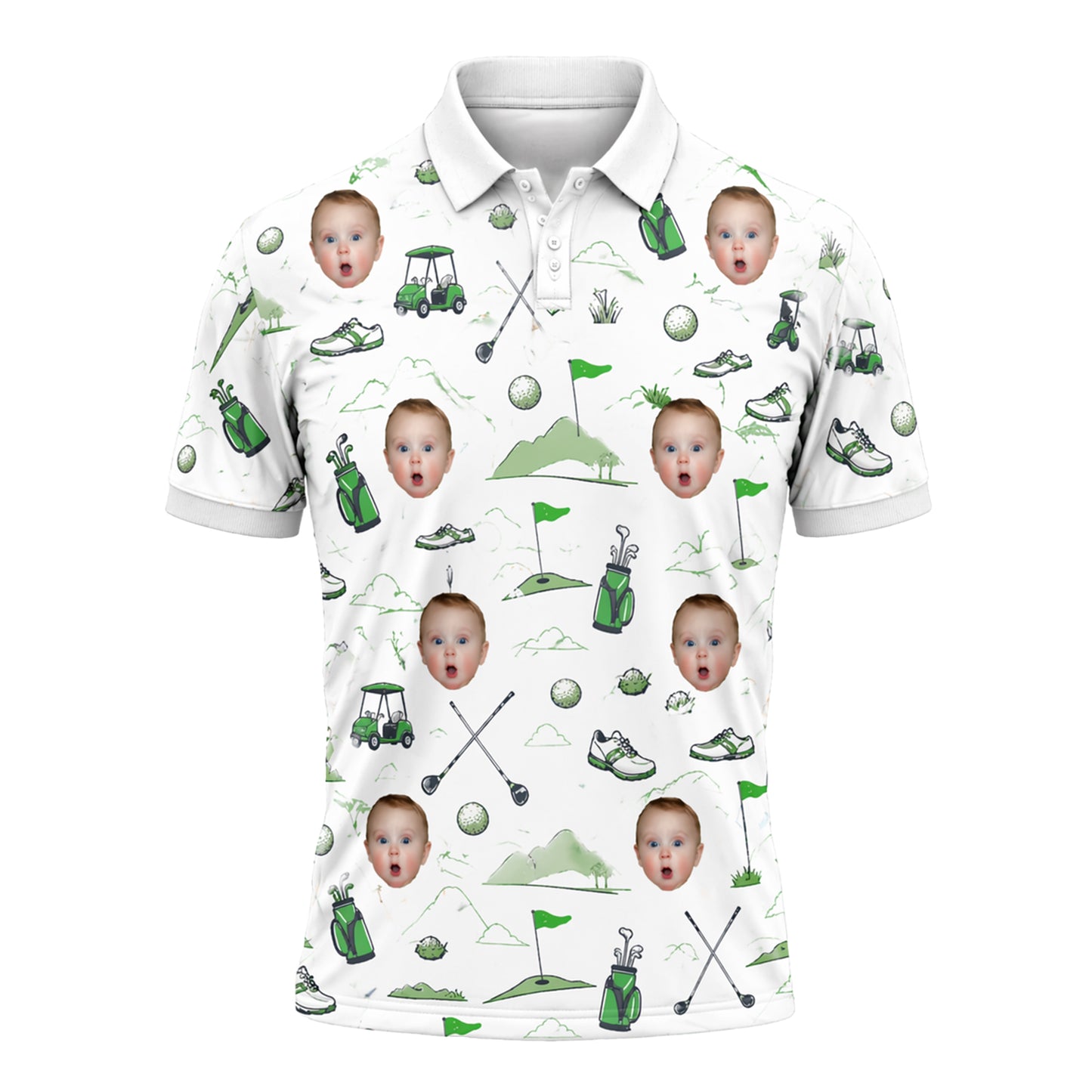 Custom Face Golf Polo Shirt Funny All Over Print